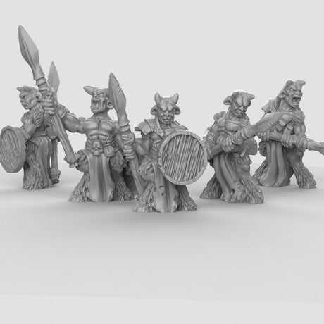 Tribal Beastmen Spearmen Miniature | Full Set All Models - Tabletop RPG & D&D miniature. Perfect for wargaming & collectors