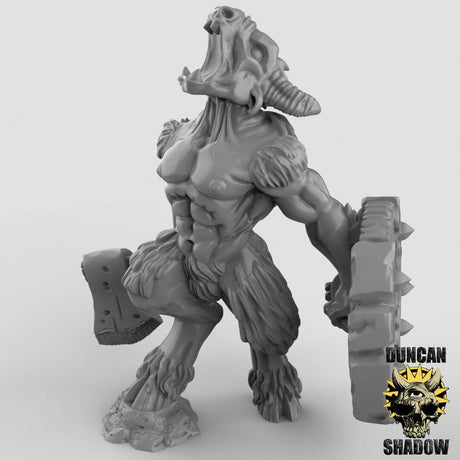 Beastmen Sword and Shield Miniature | B - Tabletop RPG & D&D miniature. Perfect for wargaming & collectors