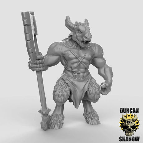 Beastmen two Handed Miniature | B - Tabletop RPG & D&D miniature. Perfect for wargaming & collectors