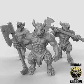 Beastmen two Handed Miniature | Set of 3 - Tabletop RPG & D&D miniature. Perfect for wargaming & collectors