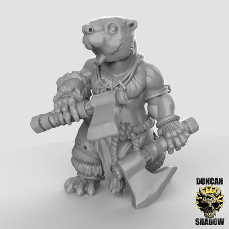 Beaver duelwielding Miniature | A - Tabletop RPG & D&D miniature. Perfect for wargaming & collectors