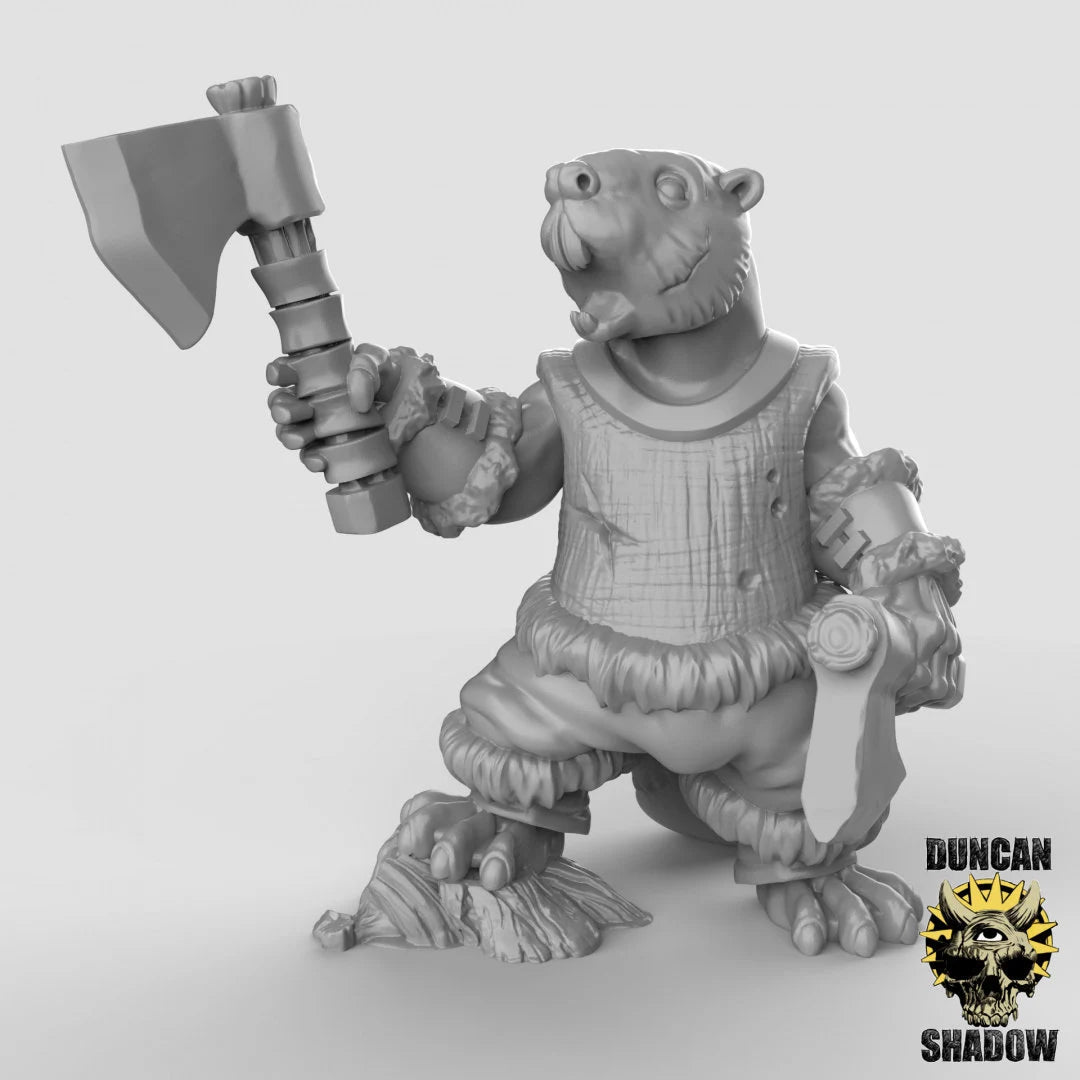 Beaver duelwielding Miniature | B - Tabletop RPG & D&D miniature. Perfect for wargaming & collectors
