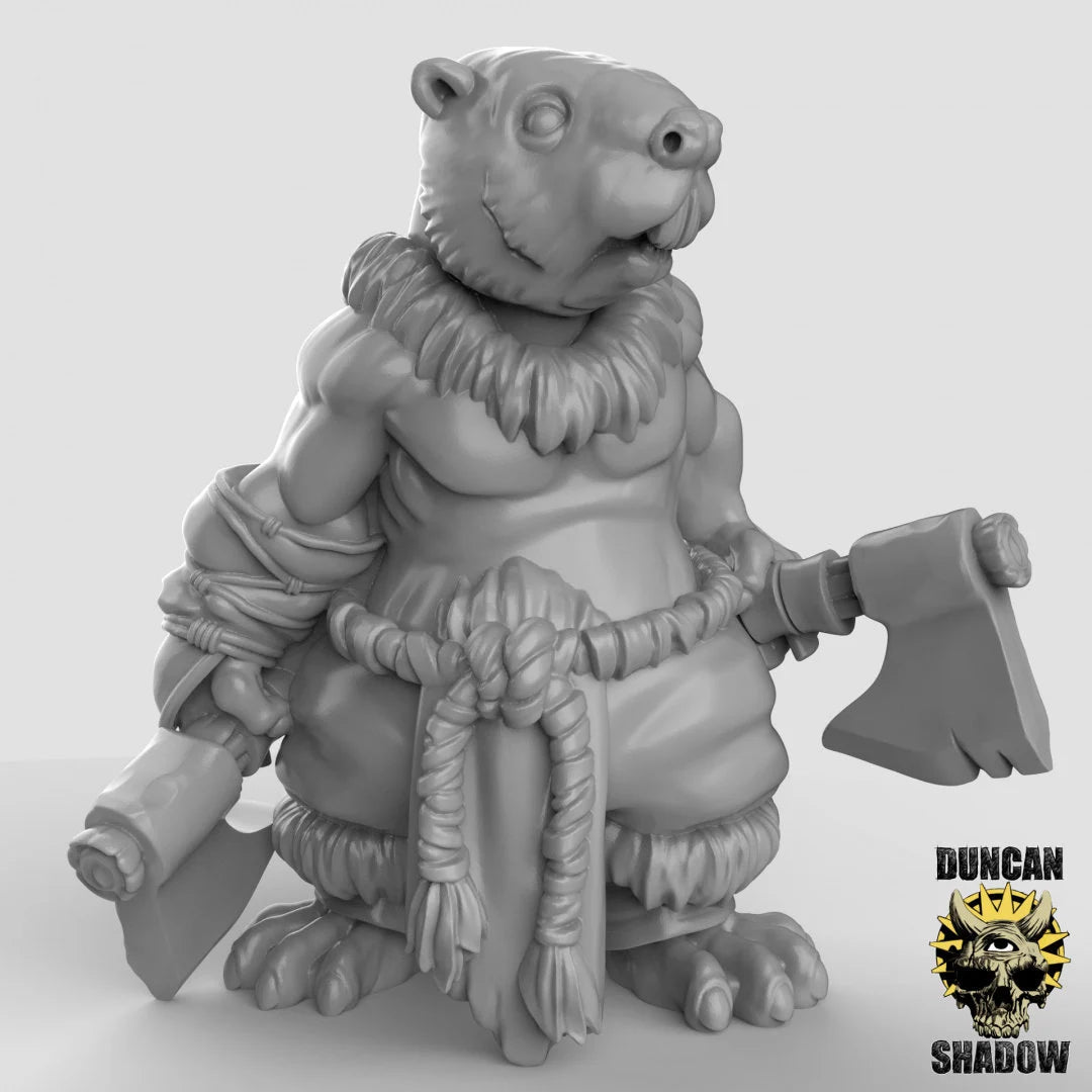 Beaver duelwielding Miniature | C - Tabletop RPG & D&D miniature. Perfect for wargaming & collectors