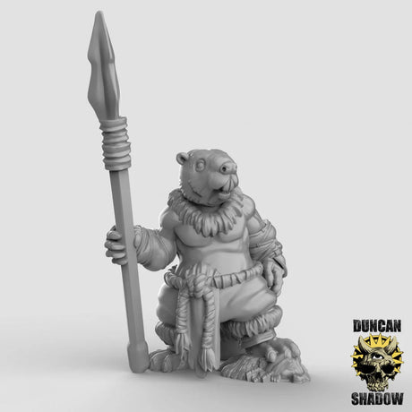 Beaver spearmen Miniature | C - Tabletop RPG & D&D miniature. Perfect for wargaming & collectors