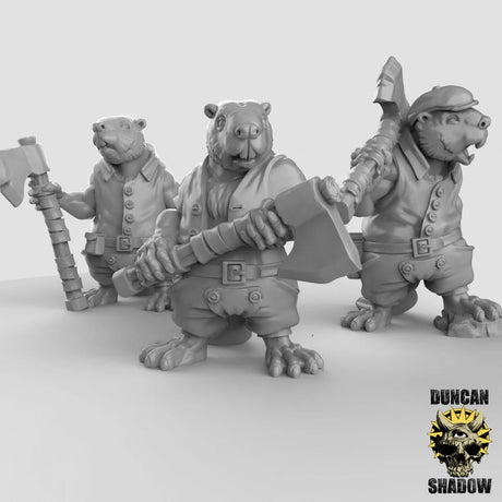 Beaver Group Miniature | Set of 3 - Tabletop RPG & D&D miniature. Perfect for wargaming & collectors