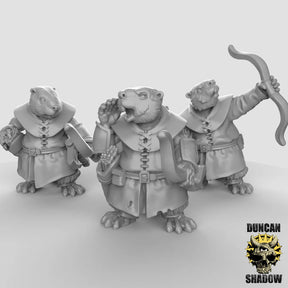 Beaver Archers Miniature | Set of 3 - Tabletop RPG & D&D miniature. Perfect for wargaming & collectors