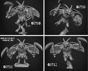 Beetle Folk Bug Miniature | set of 4 - Tabletop RPG & D&D miniature. Perfect for wargaming & collectors