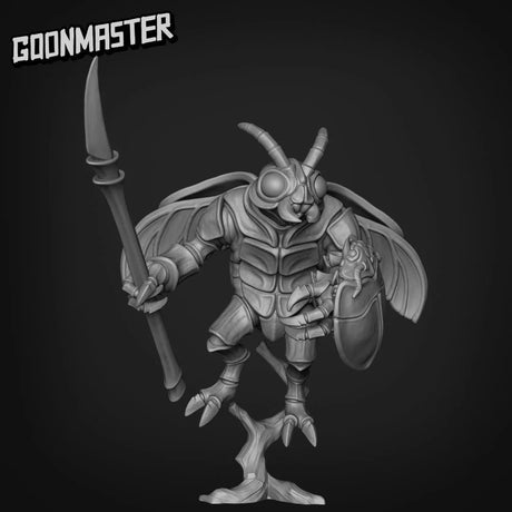 Beetle Folk spearmen Bug Miniature | Set of 5 - Tabletop RPG & D&D miniature. Perfect for wargaming & collectors