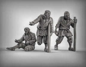 Beggar Miniature | Set of 3 - Tabletop RPG & D&D miniature. Perfect for wargaming & collectors