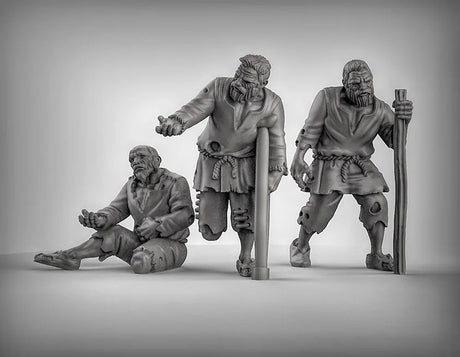 Beggar Miniature | Set of 3 - Tabletop RPG & D&D miniature. Perfect for wargaming & collectors