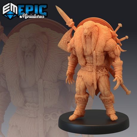 Berserker Barbarian Miniature | A - Tabletop RPG & D&D miniature. Perfect for wargaming & collectors