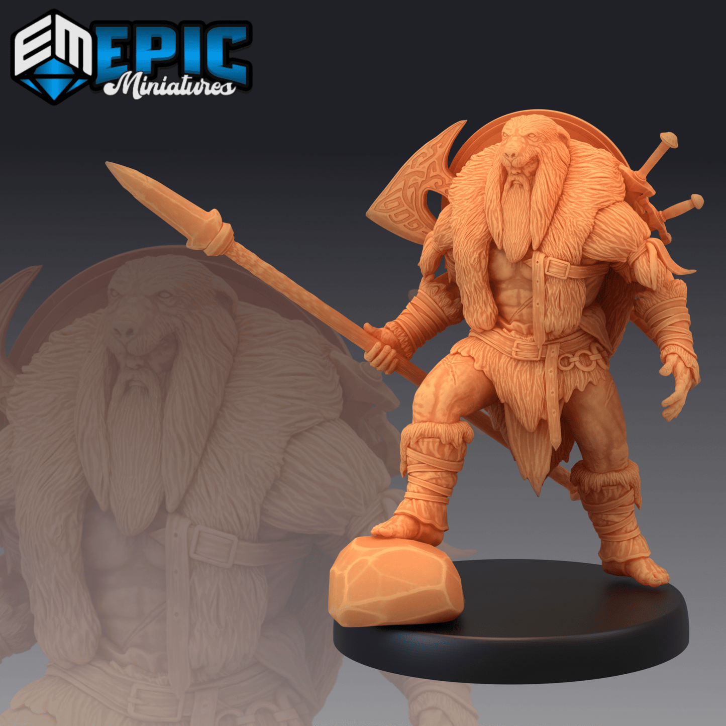 Berserker Barbarian Miniature - C - 28mm