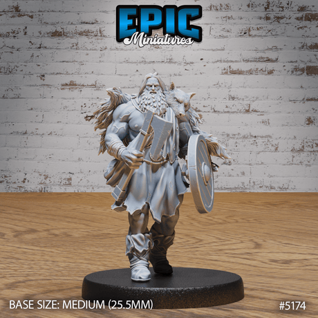 Berserker Viking Miniature | A - Tabletop RPG & D&D miniature. Perfect for wargaming & collectors