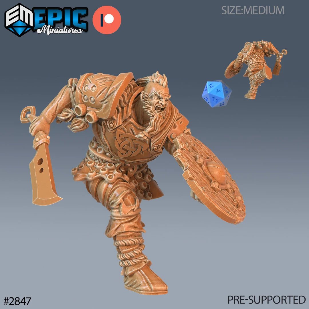 Berserker Viking Miniature | C - Tabletop RPG & D&D miniature. Perfect for wargaming & collectors