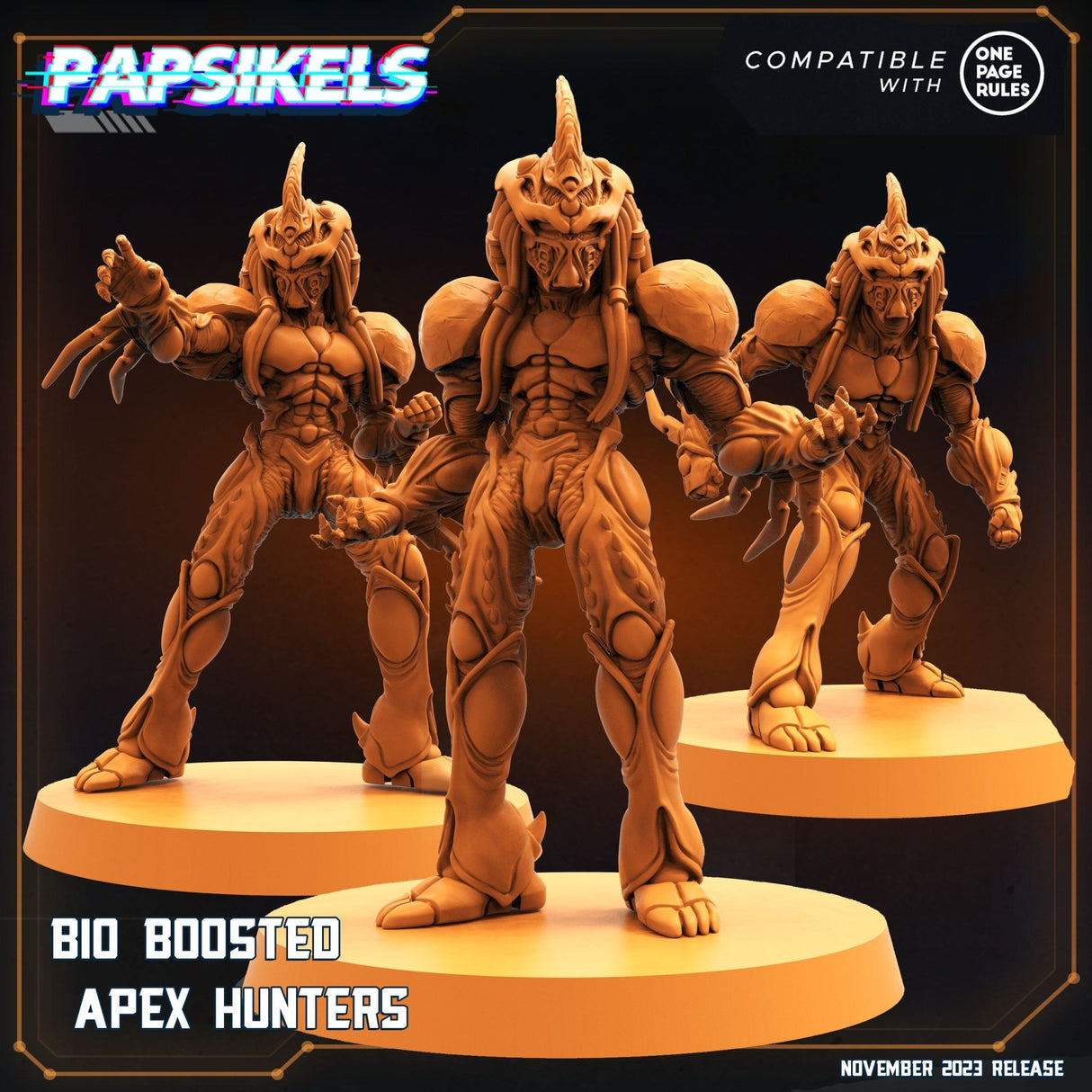 Bio Boosted Apex Hunter Miniature | Full Set All Models - Tabletop RPG & D&D miniature. Perfect for wargaming & collectors
