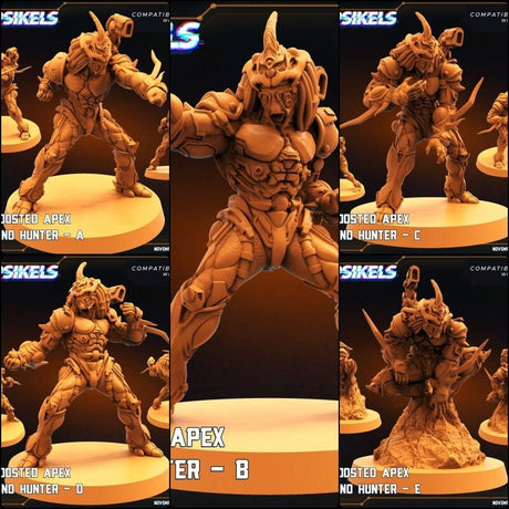 Bio Boosted Techno Apex Hunter Miniature | Full Set All Models - Tabletop RPG & D&D miniature. Perfect for wargaming & collectors