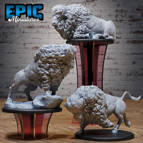 Bison Miniature | Set of 3 - Tabletop RPG & D&D miniature. Perfect for wargaming & collectors