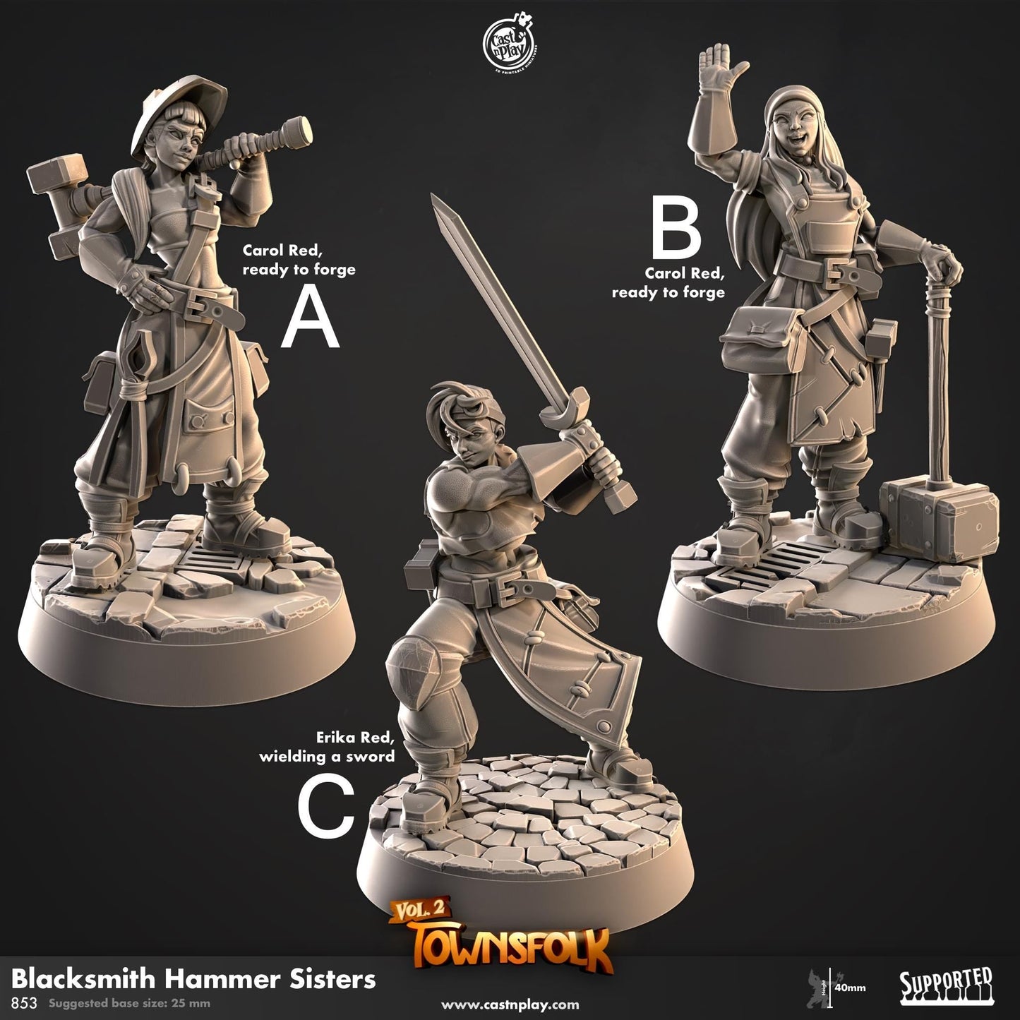 Blacksmith Hammer Sisters Miniature - Sister A - 32mm