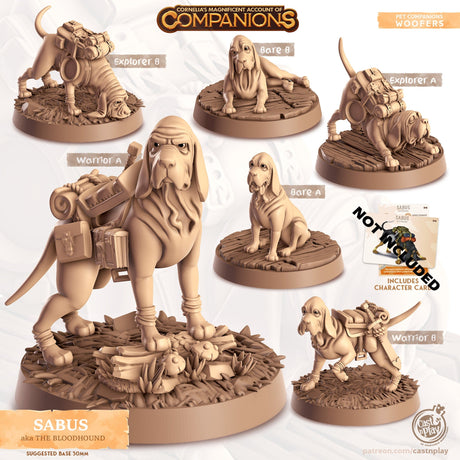 Bloodhound Companion Miniature | Bare A - Tabletop RPG & D&D miniature. Perfect for wargaming & collectors