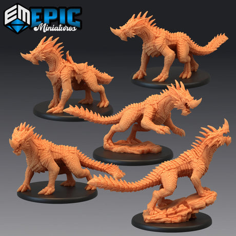 Blue Drake Miniature | Set of 5 - Tabletop RPG & D&D miniature. Perfect for wargaming & collectors