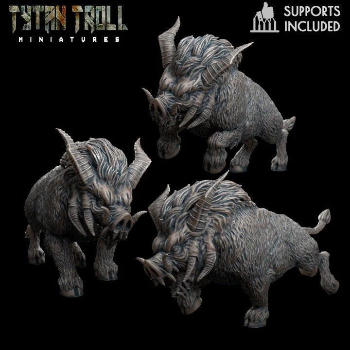 Boar Bundle Miniature | Set of 3 - Tabletop RPG & D&D miniature. Perfect for wargaming & collectors