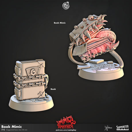 Book Mimic, Mimic Madness Miniature | Book - Tabletop RPG & D&D miniature. Perfect for wargaming & collectors