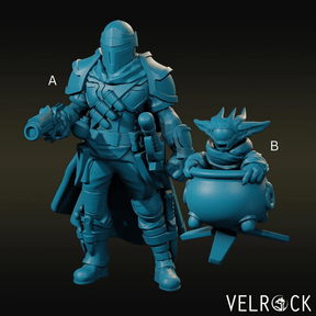 Bounty Hunter warrior and hatchling Miniature | Set of 2 - Tabletop RPG & D&D miniature. Perfect for wargaming & collectors