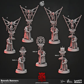 Bowels Banners Priests, Church of Wrath Miniature | A - Tabletop RPG & D&D miniature. Perfect for wargaming & collectors