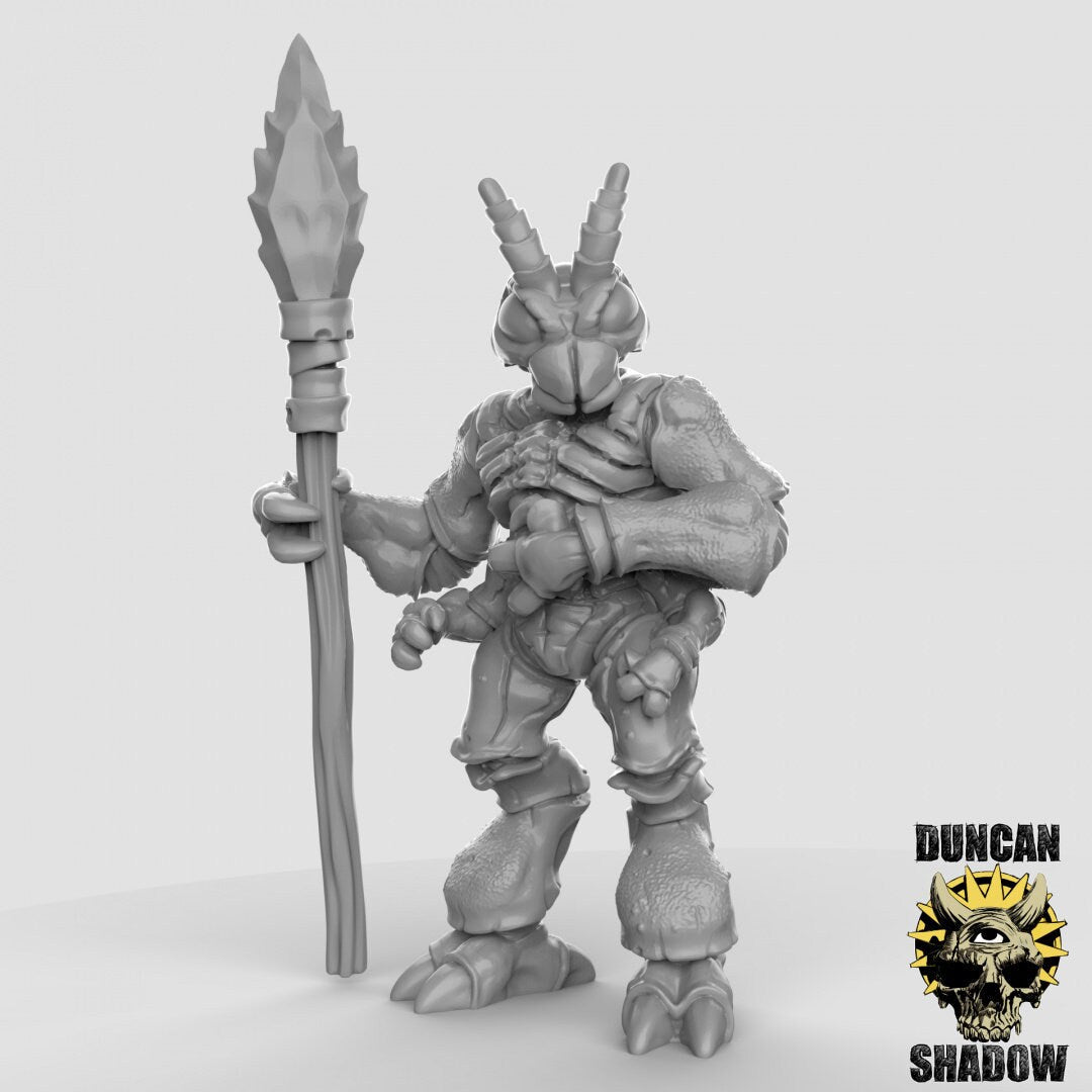 Antfolk with spears Bug Folk Miniature | A - Tabletop RPG & D&D miniature. Perfect for wargaming & collectors