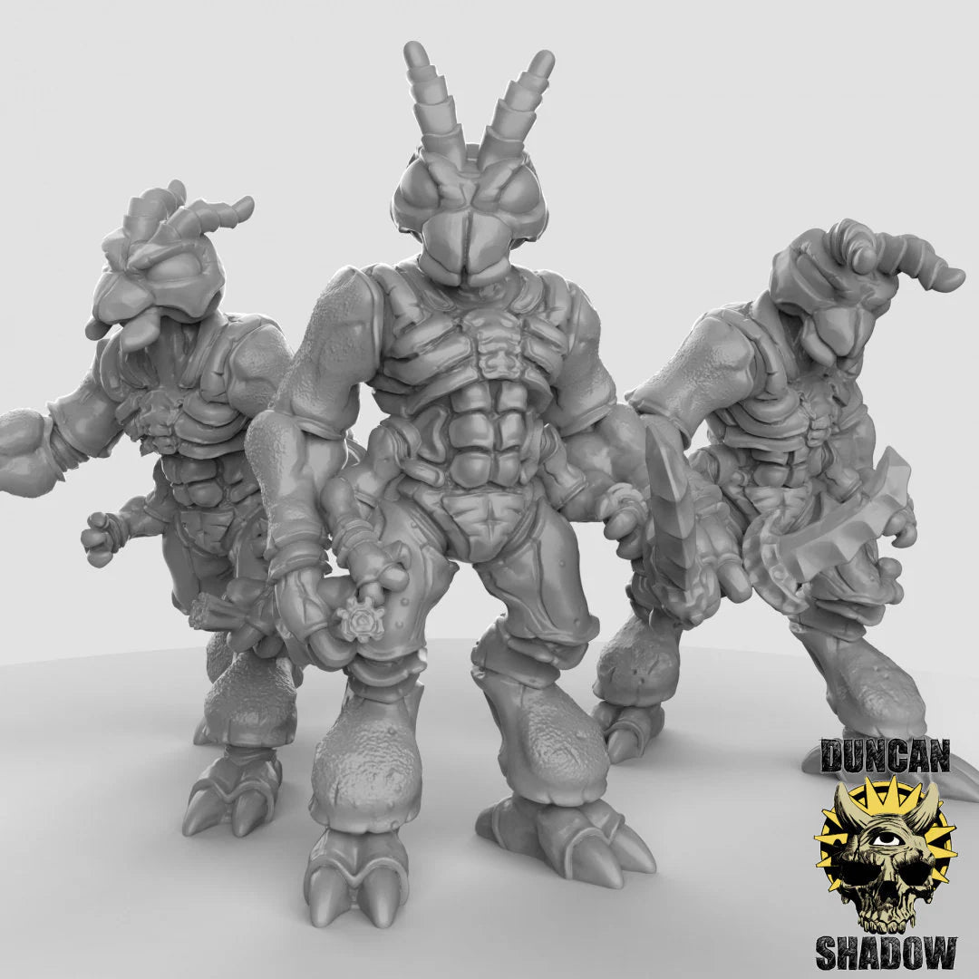 Antfolk Bug Folk Miniature | Set of 3 - Tabletop RPG & D&D miniature. Perfect for wargaming & collectors