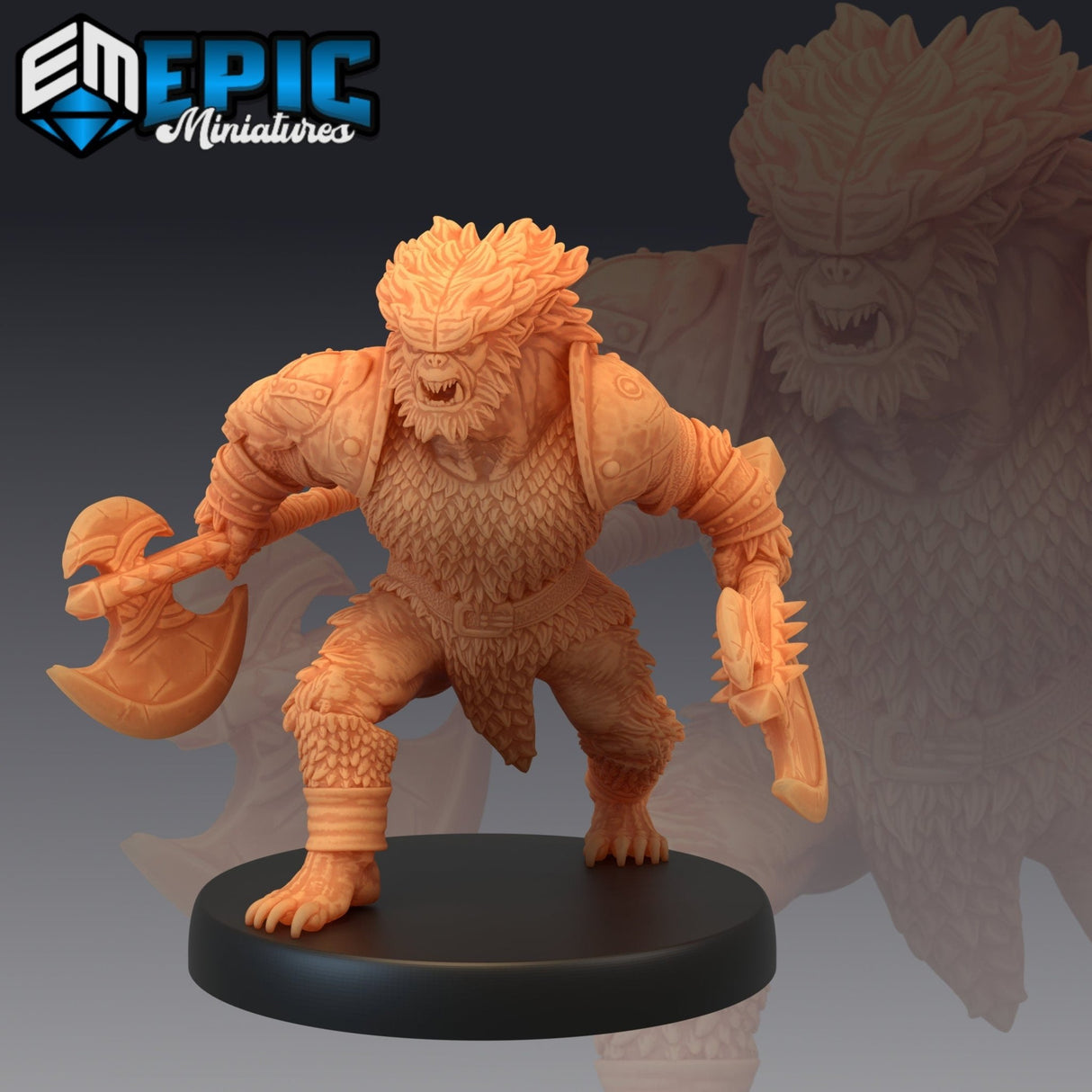 BugBear warrior Miniature | 2218 w/axe - Tabletop RPG & D&D miniature. Perfect for wargaming & collectors