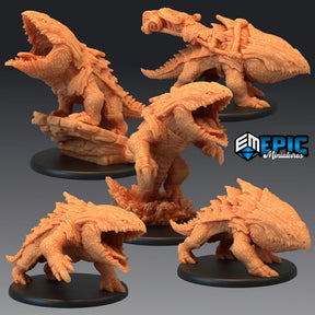 Bulette Monster Miniature | Set of 5 - Tabletop RPG & D&D miniature. Perfect for wargaming & collectors