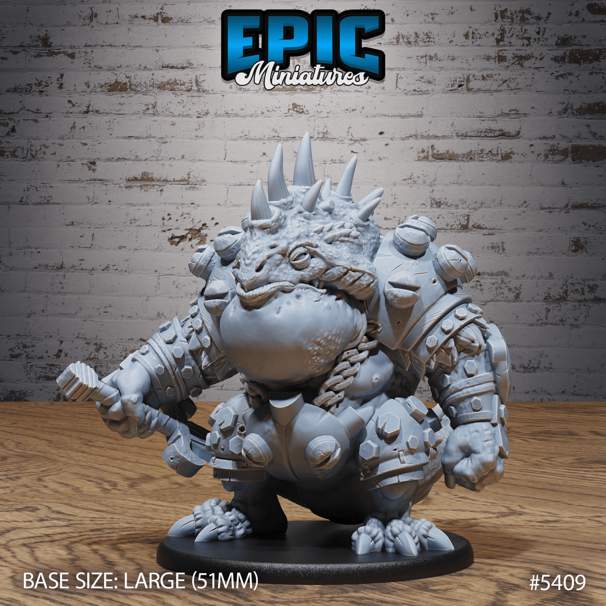 Bulky Lizard Bandit Miniature | A - Tabletop RPG & D&D miniature. Perfect for wargaming & collectors