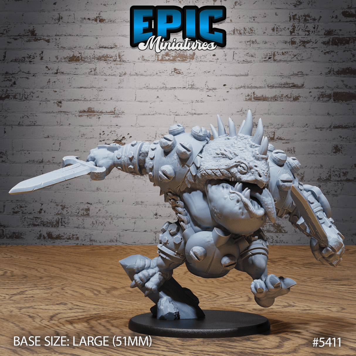Bulky Lizard Bandit Miniature | C - Tabletop RPG & D&D miniature. Perfect for wargaming & collectors