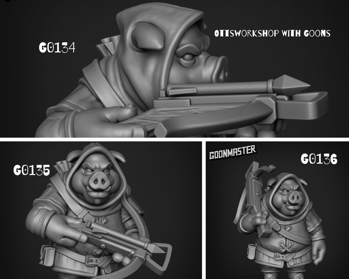 BundlePigfolk Townfolk Guard Miniature set for Dungeons and Dragons - Figurines for Collectors and Hobbyists, Dnd Pigfolk, Pigsy | Crossbow squad - Tabletop RPG & D&D miniature. Perfect for wargaming & collectors