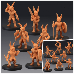 Bunny Army Miniature | 28mm - Tabletop RPG & D&D miniature. Perfect for wargaming & collectors