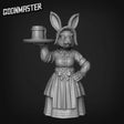 Bunny Barmaid Miniature | set of 4 - Tabletop RPG & D&D miniature. Perfect for wargaming & collectors