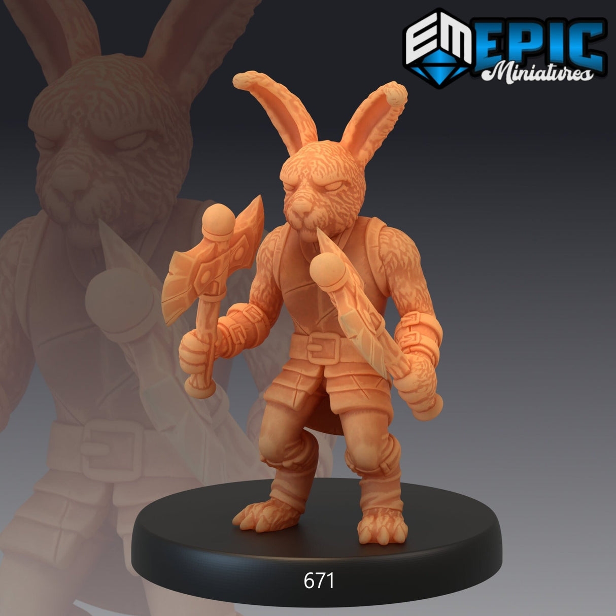 Bunny Platoon Miniature | E - Tabletop RPG & D&D miniature. Perfect for wargaming & collectors