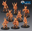Bunny Platoon Miniature | Set of 8 - Tabletop RPG & D&D miniature. Perfect for wargaming & collectors