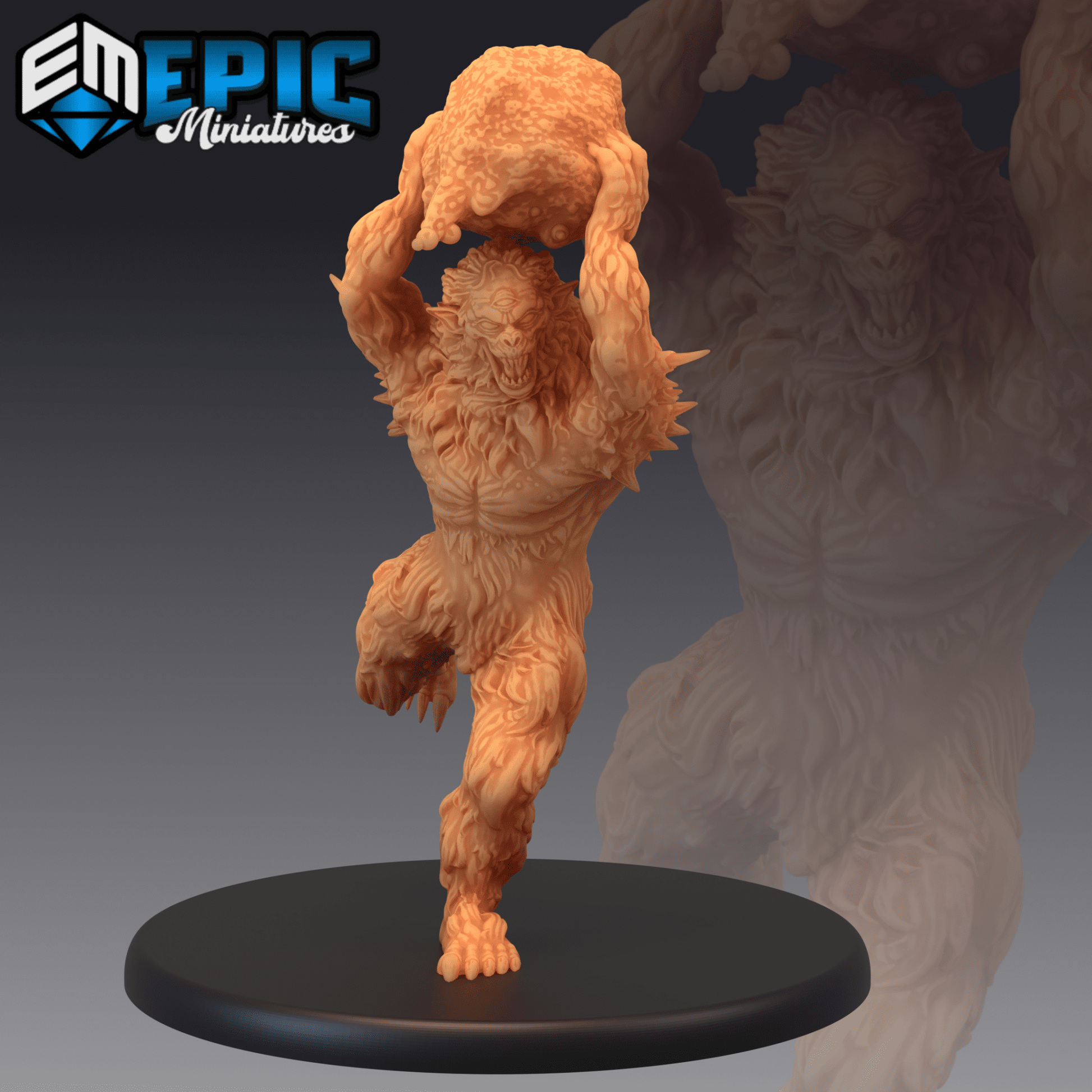 Burrowing Troll Miniature - B - 28mm