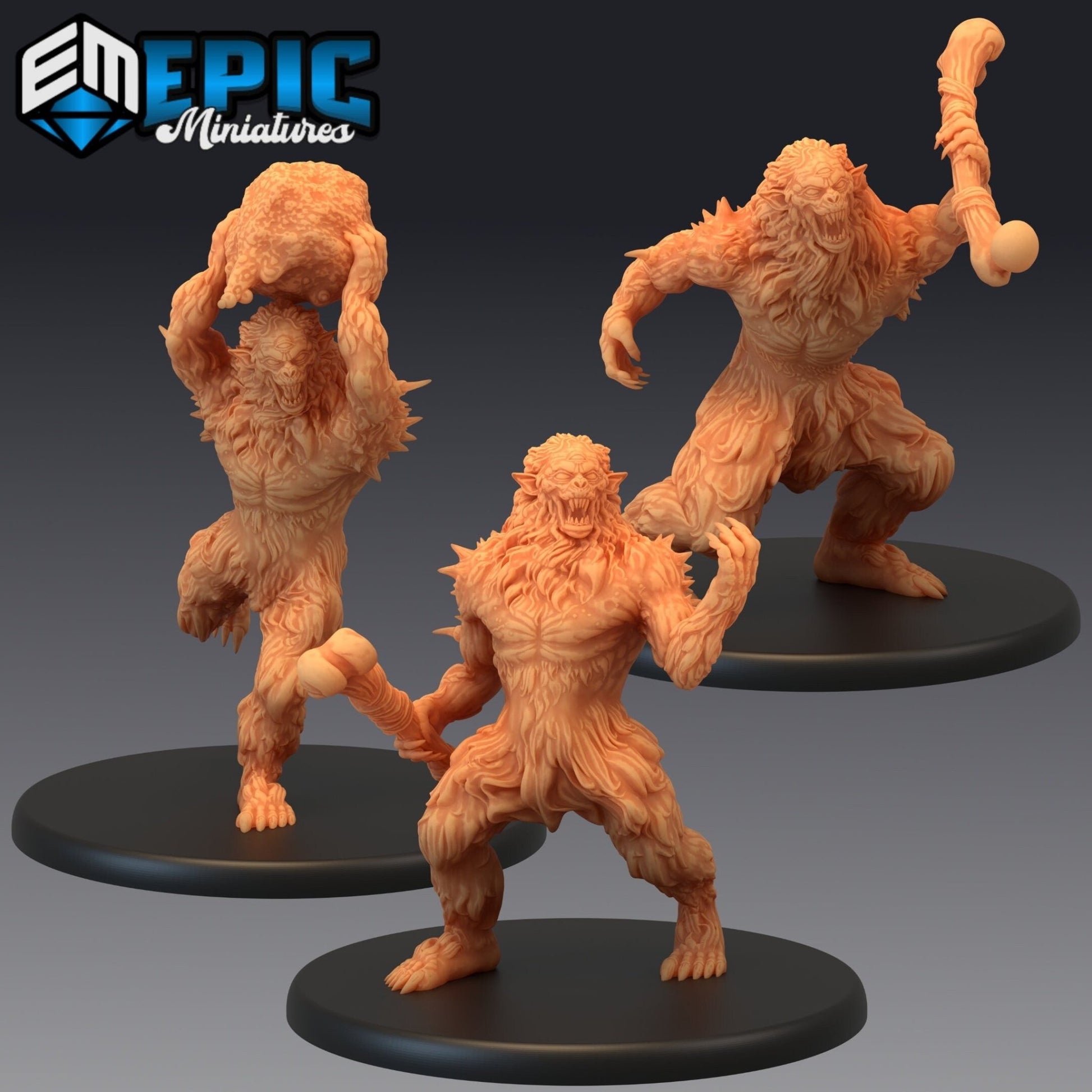 Burrowing Troll Miniature - Set of 3 - 28mm