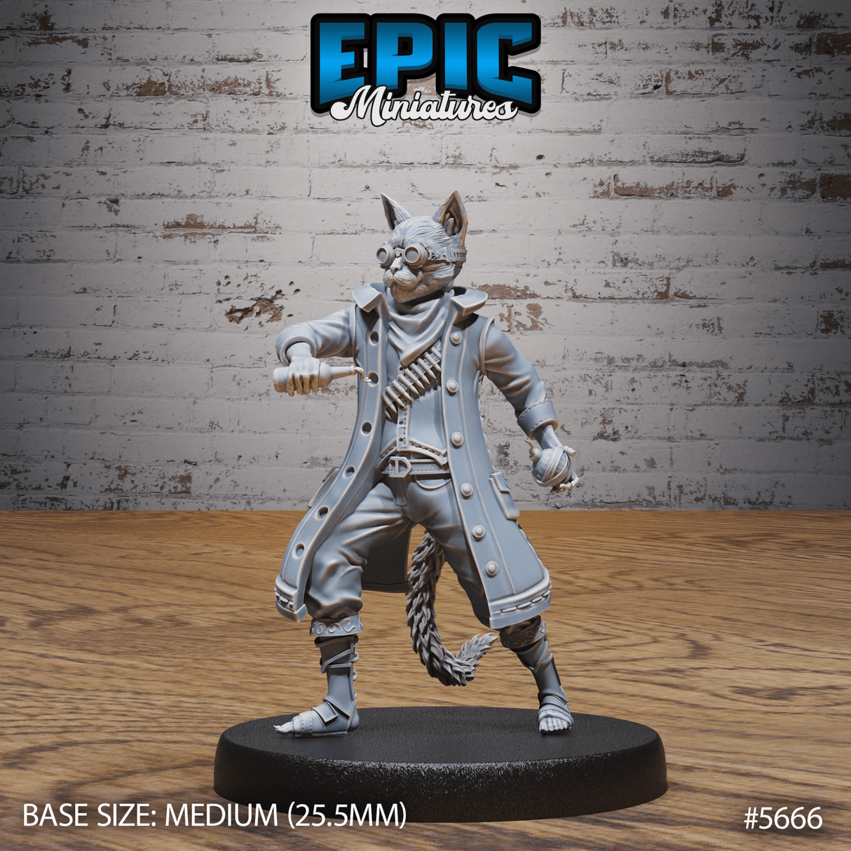 Cafolk Gunner Jasper Miniature | B - Tabletop RPG & D&D miniature. Perfect for wargaming & collectors