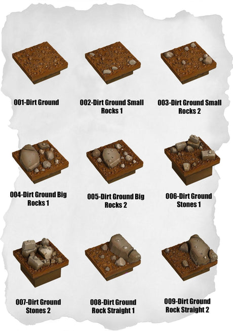 Castle and ruins Tiles Dirt Ground Pack (RR 001 to RR 009) | Set of 9 - Tabletop RPG & D&D miniature. Perfect for wargaming & collectors