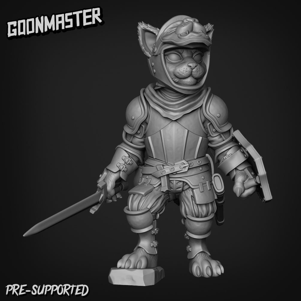 Cat Folk Knight Paladin Miniature | A - Tabletop RPG & D&D miniature. Perfect for wargaming & collectors