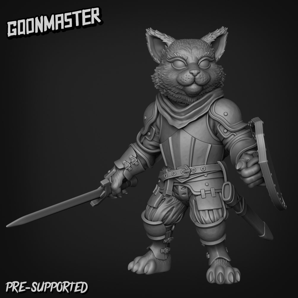 Cat Folk Knight Paladin Miniature - B - 32mm