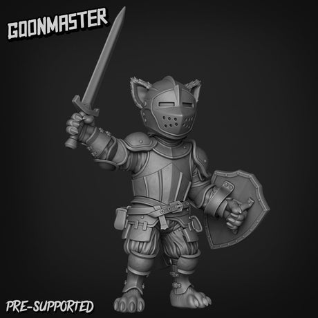 Cat Folk Knight Paladin Miniature | C - Tabletop RPG & D&D miniature. Perfect for wargaming & collectors