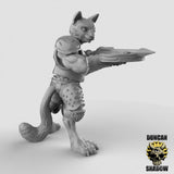Cat Folk Crossbowmen Miniature | Left - Tabletop RPG & D&D miniature. Perfect for wargaming & collectors
