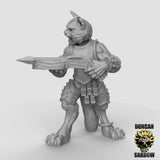 Cat Folk Crossbowmen Miniature | Right - Tabletop RPG & D&D miniature. Perfect for wargaming & collectors