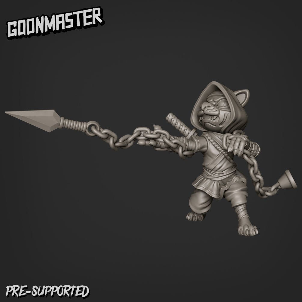Cat Folk Ninja Miniature | A - Tabletop RPG & D&D miniature. Perfect for wargaming & collectors