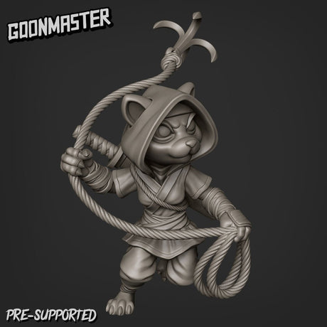 Female Cat Folk Ninja Miniature | A - Tabletop RPG & D&D miniature. Perfect for wargaming & collectors